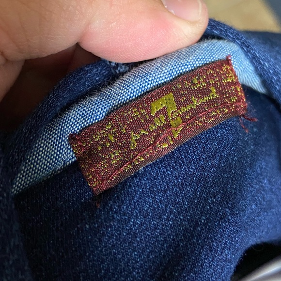 7 For All Mankind Blue Denim OS XS Navy Blue High End Shirt Hoodie - Picture 5 of 6